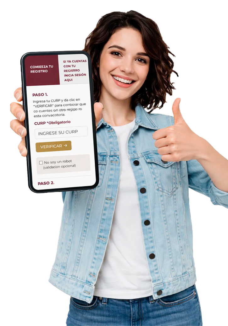 Aspirante mostrando teléfono